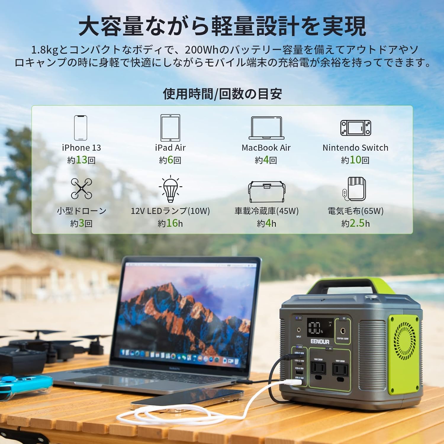 EENOUR_ポータブル電源 P200_商品説明画像_02